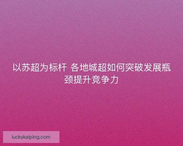 以苏超为标杆 各地城超如何突破发展瓶颈提升竞争力